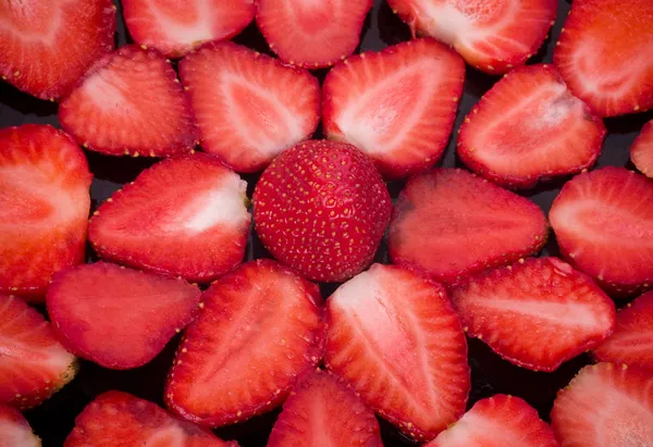 红色新鲜草莓背景 — 图库照片
