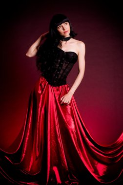 Flamenco Carmen beautiful woman in dress clipart