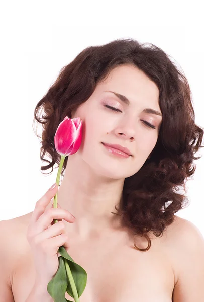 Woman portrait with flowers — Stock Photo, Image