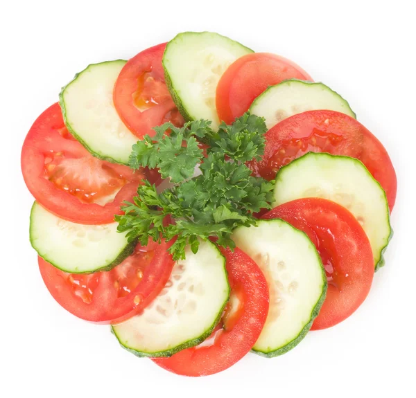 Lezzetli salatalık ve domates arka plan — Stok fotoğraf