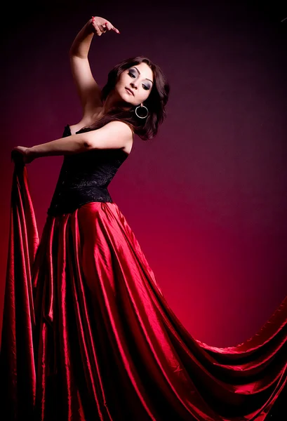 Flamenko carmen elbise güzel bir kadın — Stok fotoğraf