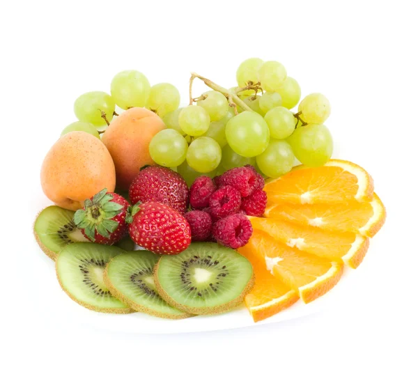 Smaczne kolorowe galaretki z owocami na białym tle — Zdjęcie stockowe