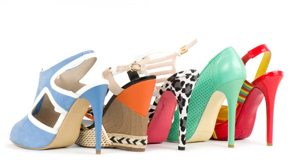 Kolekce žena vysoké podpatky obuvi — Stock fotografie