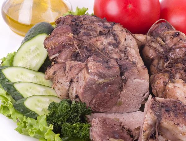 Sebzeler lezzetli soğuk haşlanmış domuz eti — Stok fotoğraf