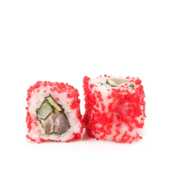 Tradiční japonské jídlo sushi na bílém pozadí — Stock fotografie