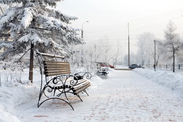 Зимовий міський пейзаж — стокове фото