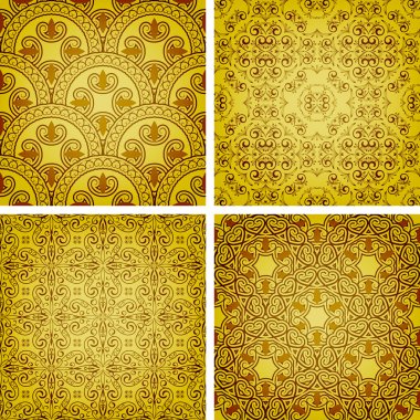 vector seamless golden patterns clipart