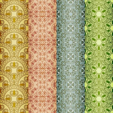 vector seamless patterns, oriental style clipart