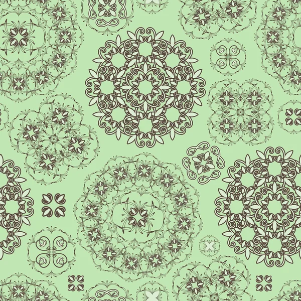 Vector seamless floral pattern in green and brown — Stock Vector