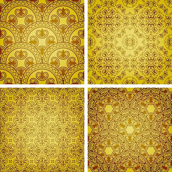 Vector seamless golden patterns — Stock Vector