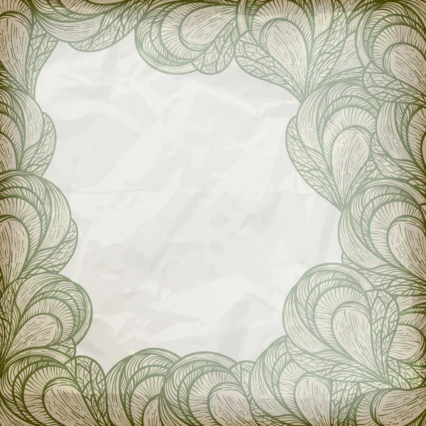 Vector abstracto marco floral sobre papel arrugado — Vector de stock