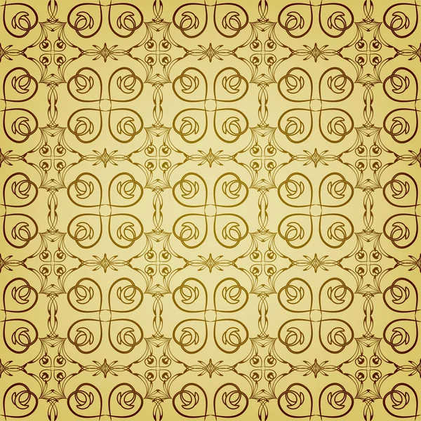 벡터 원활한 꽃 황금 패턴 — 스톡 벡터