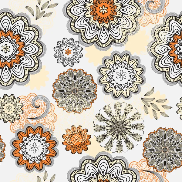 Vector patrón floral garabato abstracto sin costuras — Archivo Imágenes Vectoriales