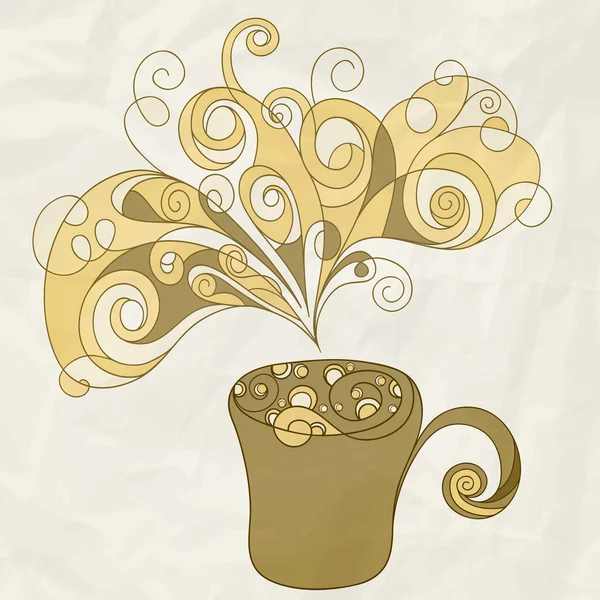 Векторная стилизованная чашка кофе на смятой бумаге — стоковый вектор