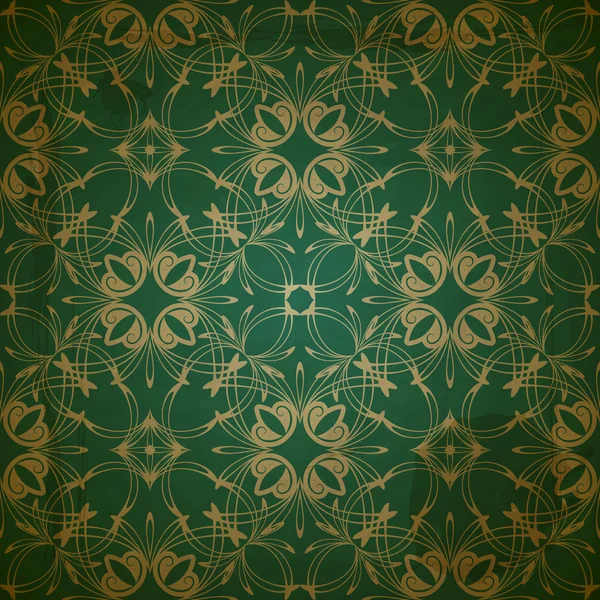 Vector seamless floral golden pattern on grungy background with — Stock Vector