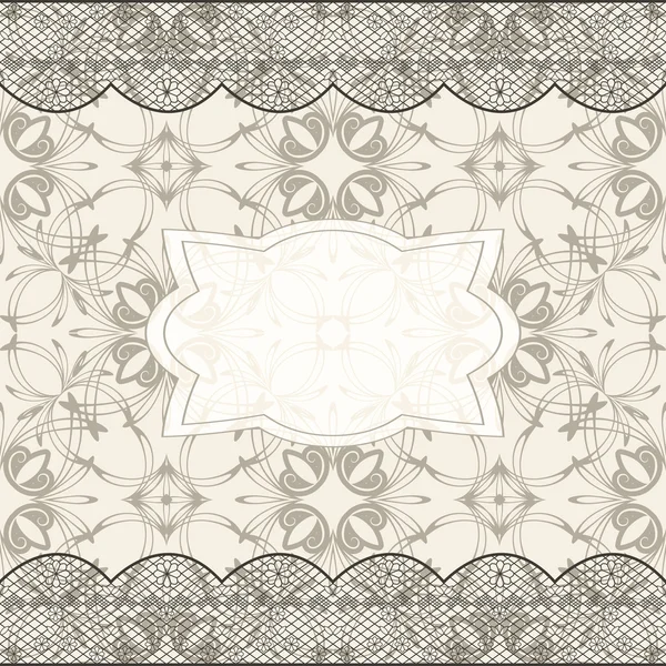 Arrière-plan vectoriel avec motif sans couture, bordures en dentelle et cadre — Image vectorielle
