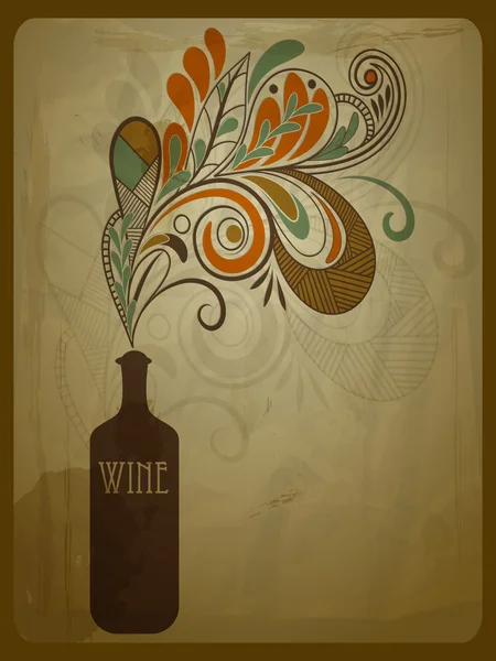 Vector de composición concepto retro con botella estilizada de vino en — Vector de stock