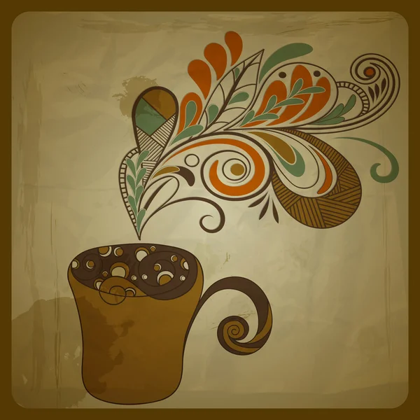 Kompozycja koncepcja retro wektor stylizowane filiżankę kawy na — Wektor stockowy