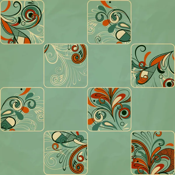Motif vectorabstarct avec des éléments floraux dans les cadres — Image vectorielle
