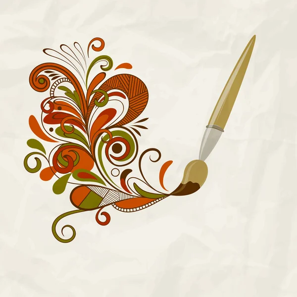 Vecteur concept dessin animé pinceau peinture floral élément de conception sur c — Image vectorielle