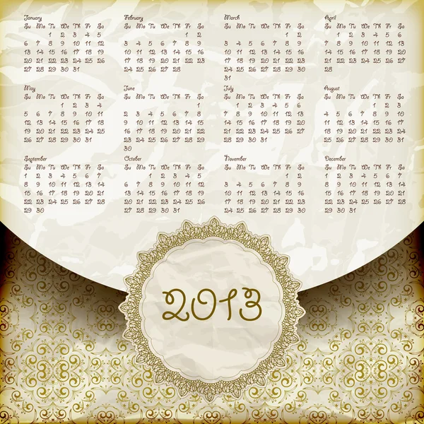 Kalendarz wektor 2013 w stylu retro — Wektor stockowy