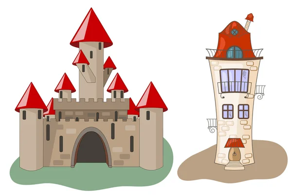 Vector Castle and House — Stock Vector