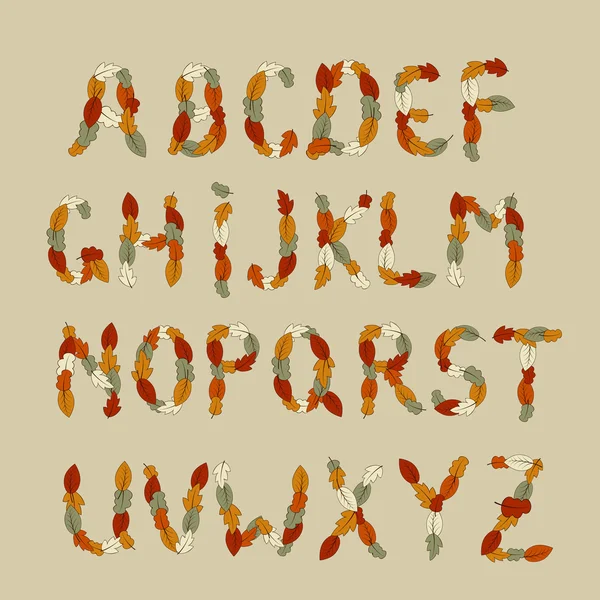 Alphabet latin d'automne vecteur — Image vectorielle