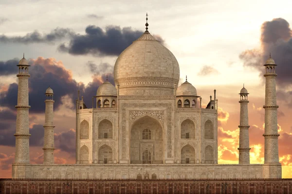 stock image Sunset over Taj Mahal mausoleum