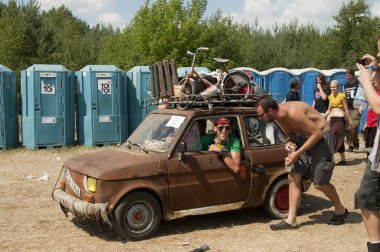 kostrzyn, Polonya - 31 Temmuz: przystane woodstock Festivali.