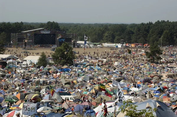 Kostrzyn, Polska - sierpień 02: przystane przystanku Woodstock. — Zdjęcie stockowe