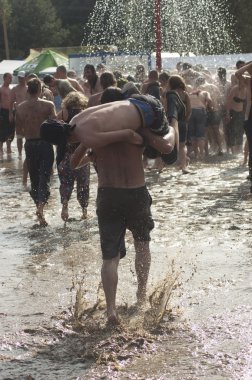 kostrzyn, Polonya - 31 Temmuz: przystane woodstock Festivali.