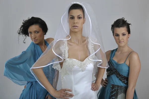 Portrait of a three beautiful woman in wedding dress — Stock Photo, Image