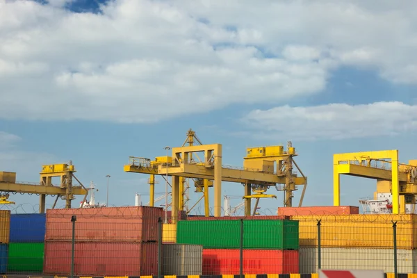 stock image Container ship leaving the container port terminal