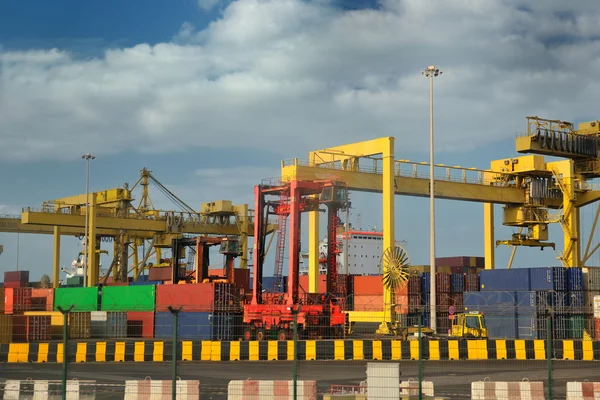 stock image Container ship leaving the container port terminal