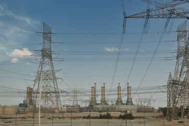 Electrical power lines and towers clipart