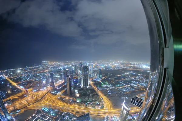 Πανόραμα της κάτω πόλης Ντουμπάι πόλη τη νύχτα — Φωτογραφία Αρχείου