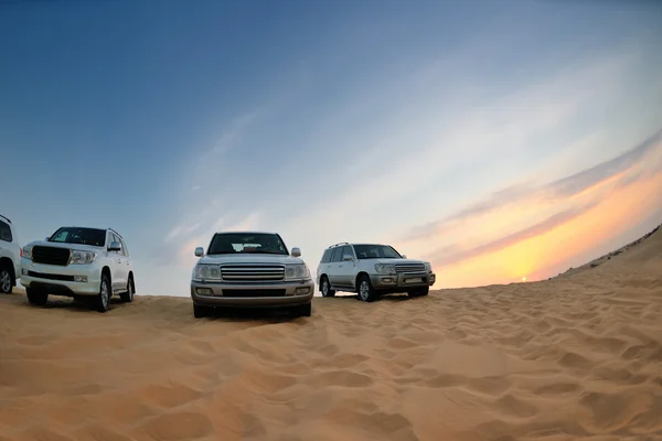 Veículos de safári no deserto — Fotografia de Stock