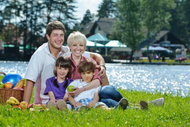 mutlu bir aile piknik mekanlarda birlikte oynama