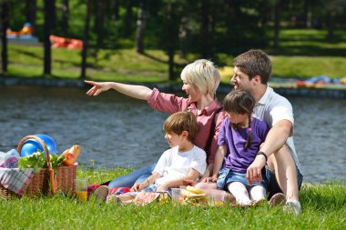 mutlu bir aile piknik mekanlarda birlikte oynama