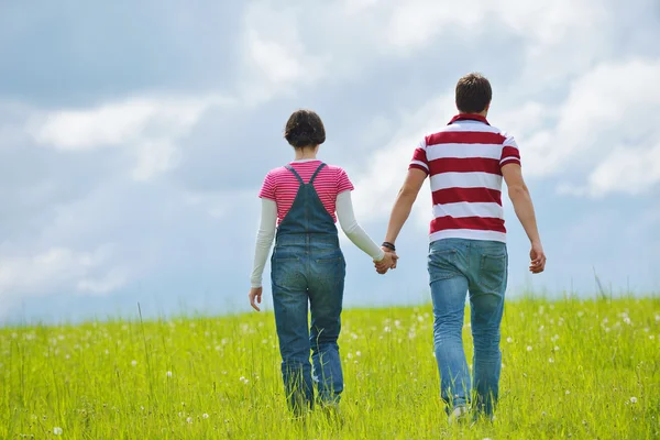 Romantic young couple in love together outdoor — Stock Photo, Image