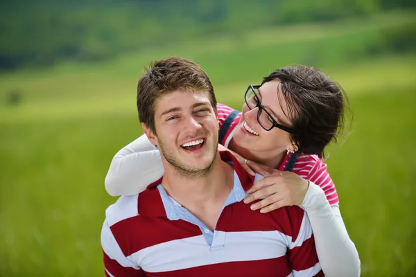 Romantic young couple in love together outdoor — Stock Photo, Image