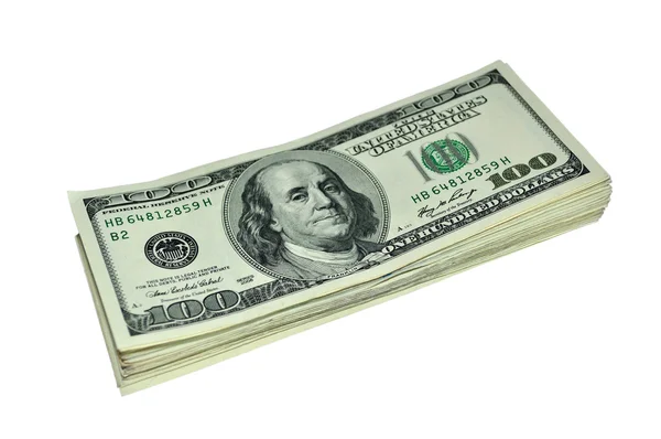 100 dolarlık banknotlar yığını — Stok fotoğraf