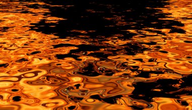 Orange flame reflection in black water