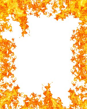 Flame frame isolated on white background