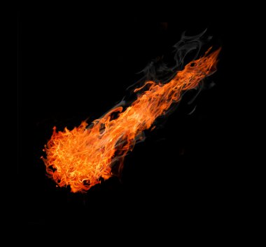 Ball of fire isolated on black clipart