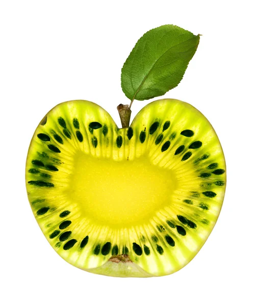 Apple with kiwi center — Stock Photo, Image