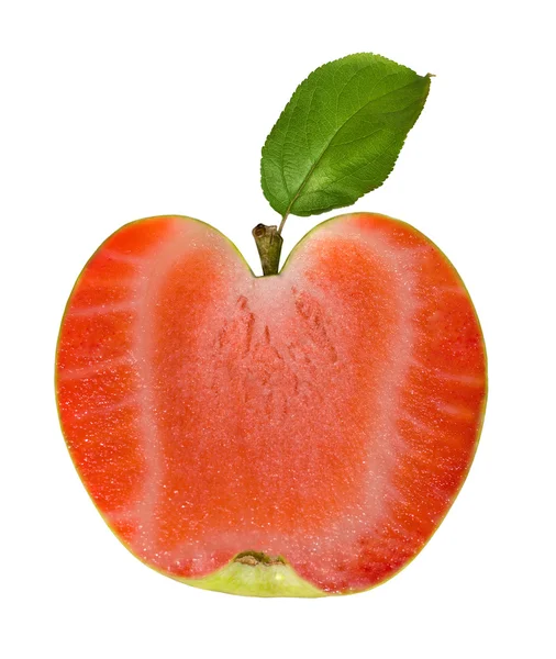 Apple with strawberry center — Stock Photo, Image