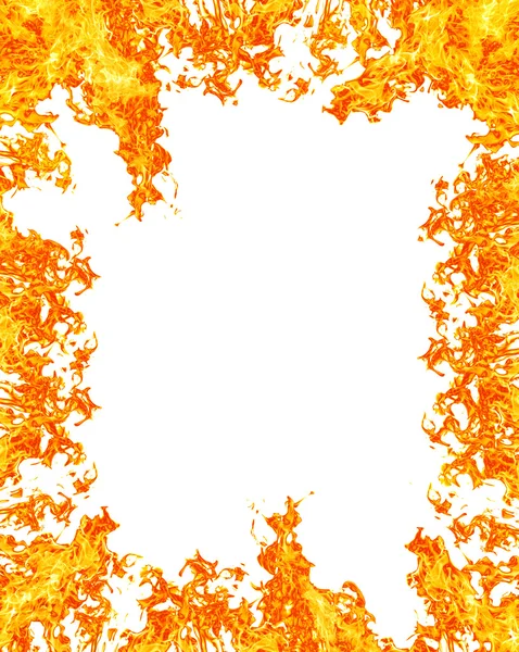Flammenrahmen isoliert auf weißem Hintergrund — Stockfoto