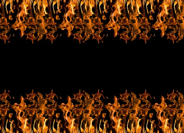 Oranžový plamen rám izolované na černém pozadí — Stock fotografie