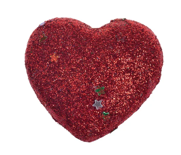 Único coração de brinquedo vermelho isolado no branco — Fotografia de Stock